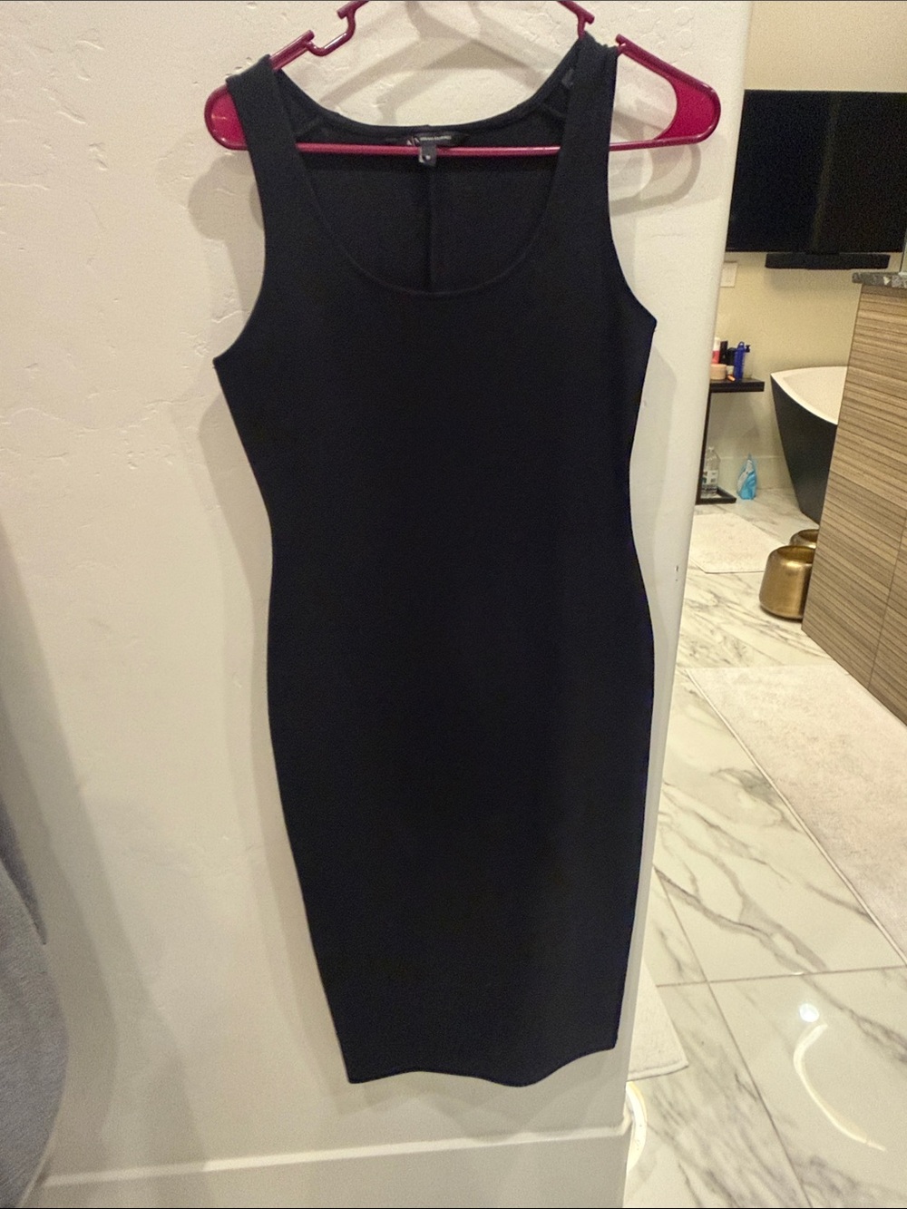 Armani Exchange Black Sleeveless Midi Bodycon Dress